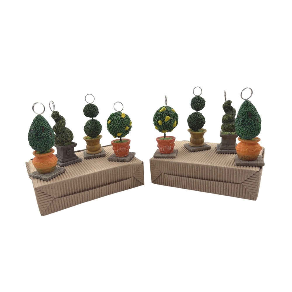 8pc Miniature Topiary Bobblehead Place Card Holders Desk Garden Table Kinetic - Picture 2 of 6